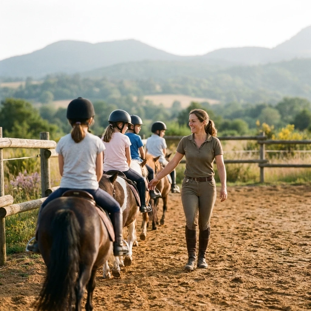 Cours de poney à Lascelles, Cantal