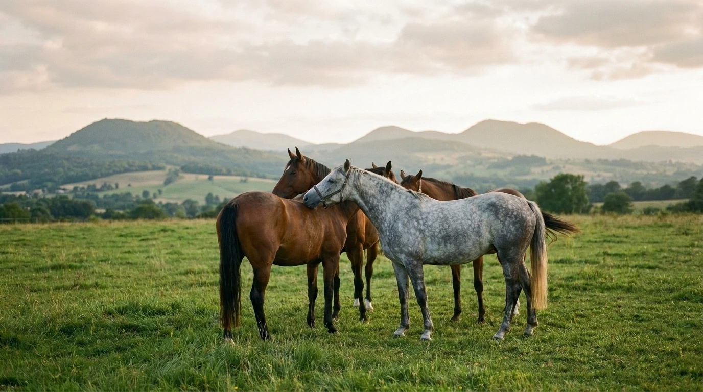 Les chevaux du Centre Equestre CantaL' EquiLibre en liberté, Cantal